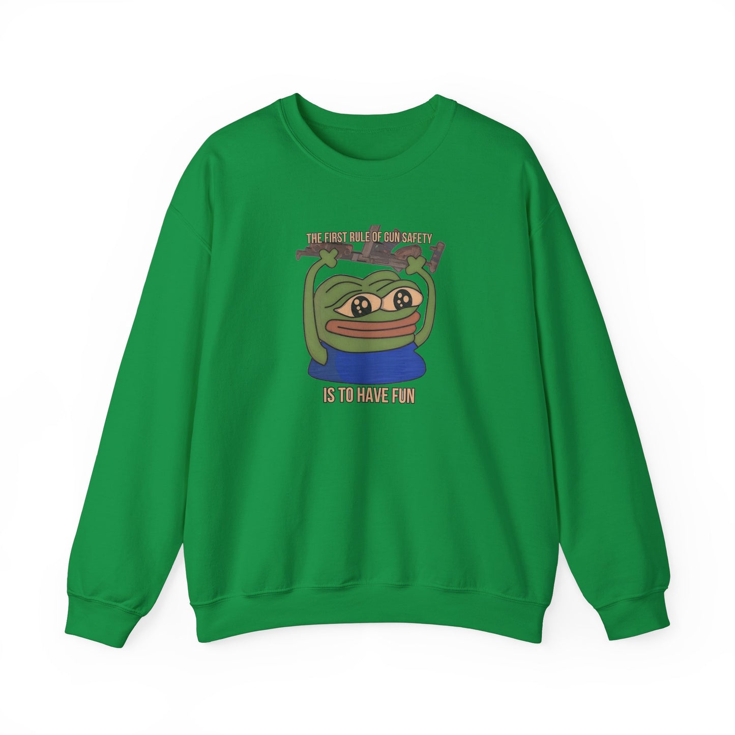 Pepe Gun Safety Heavy Blend Sweatshirt - Irish Green / S - Pepe Merchandise