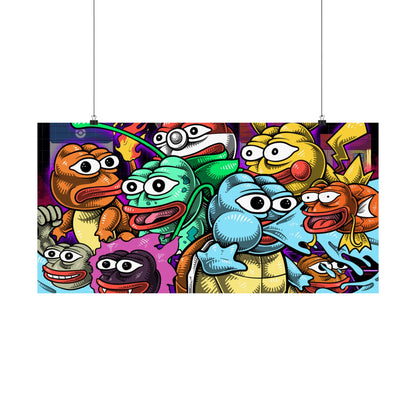 PEPEMON In PepeTown Poster - 30" x 15" / Matte - Pepe Merchandise