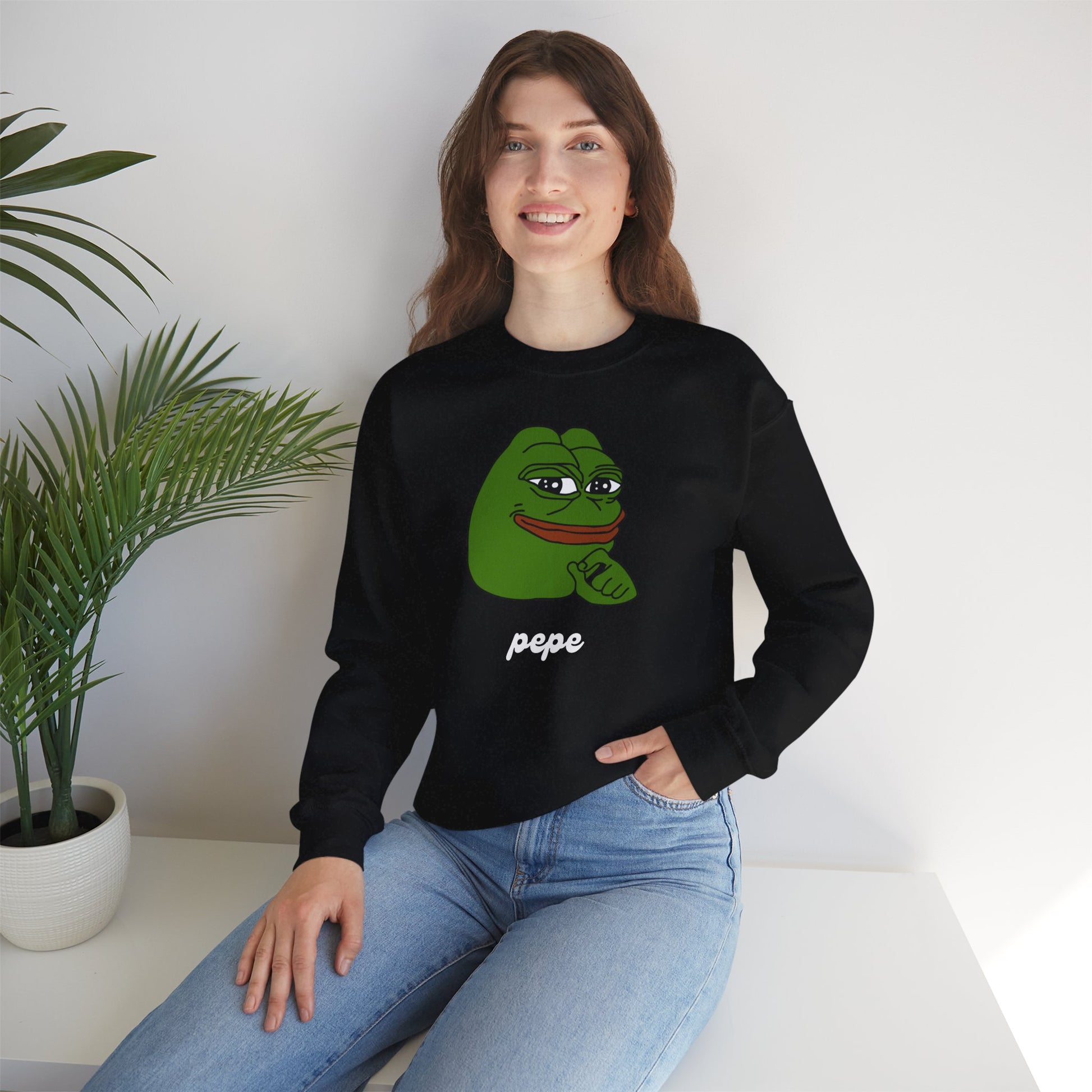 Pepe Smug Heavy Blend Sweatshirt - Black / S - Pepe Merchandise