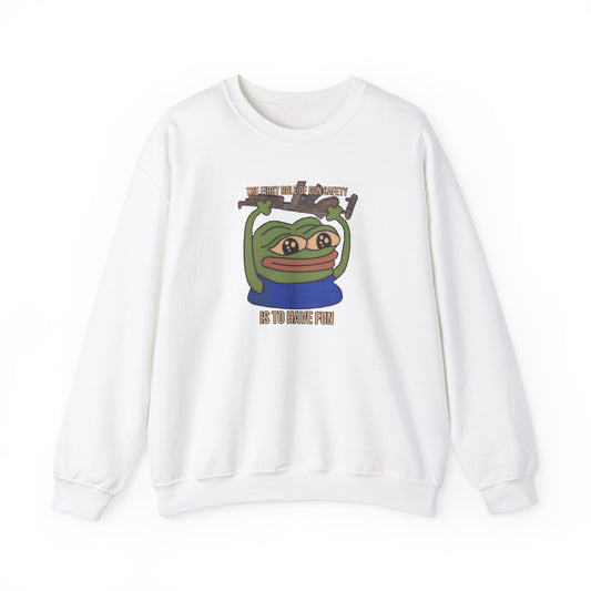 Pepe Gun Safety Heavy Blend Sweatshirt - White / S - Pepe Merchandise