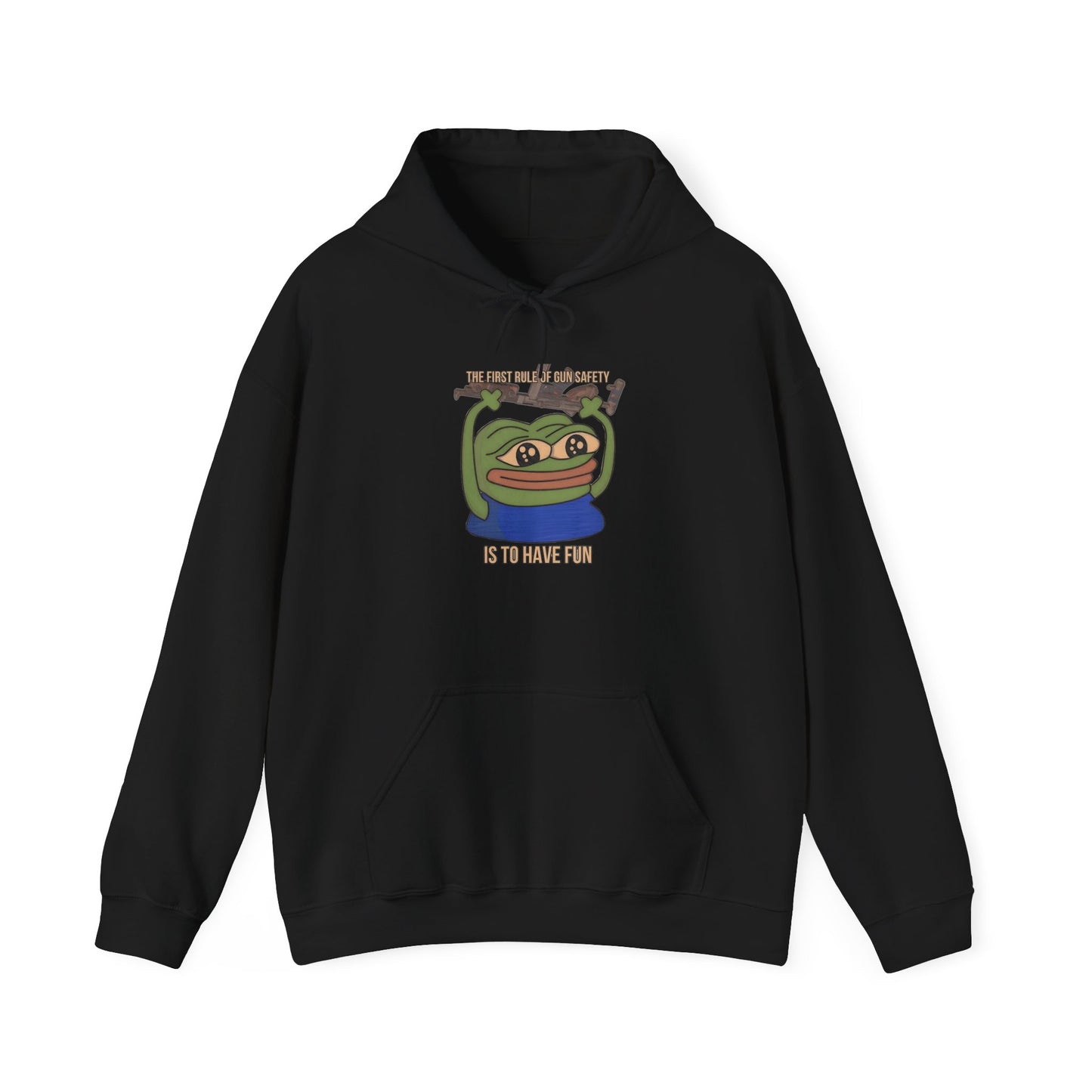 Pepe Gun Safety Heavy Blend Hoodie - S / Black - Pepe Merchandise