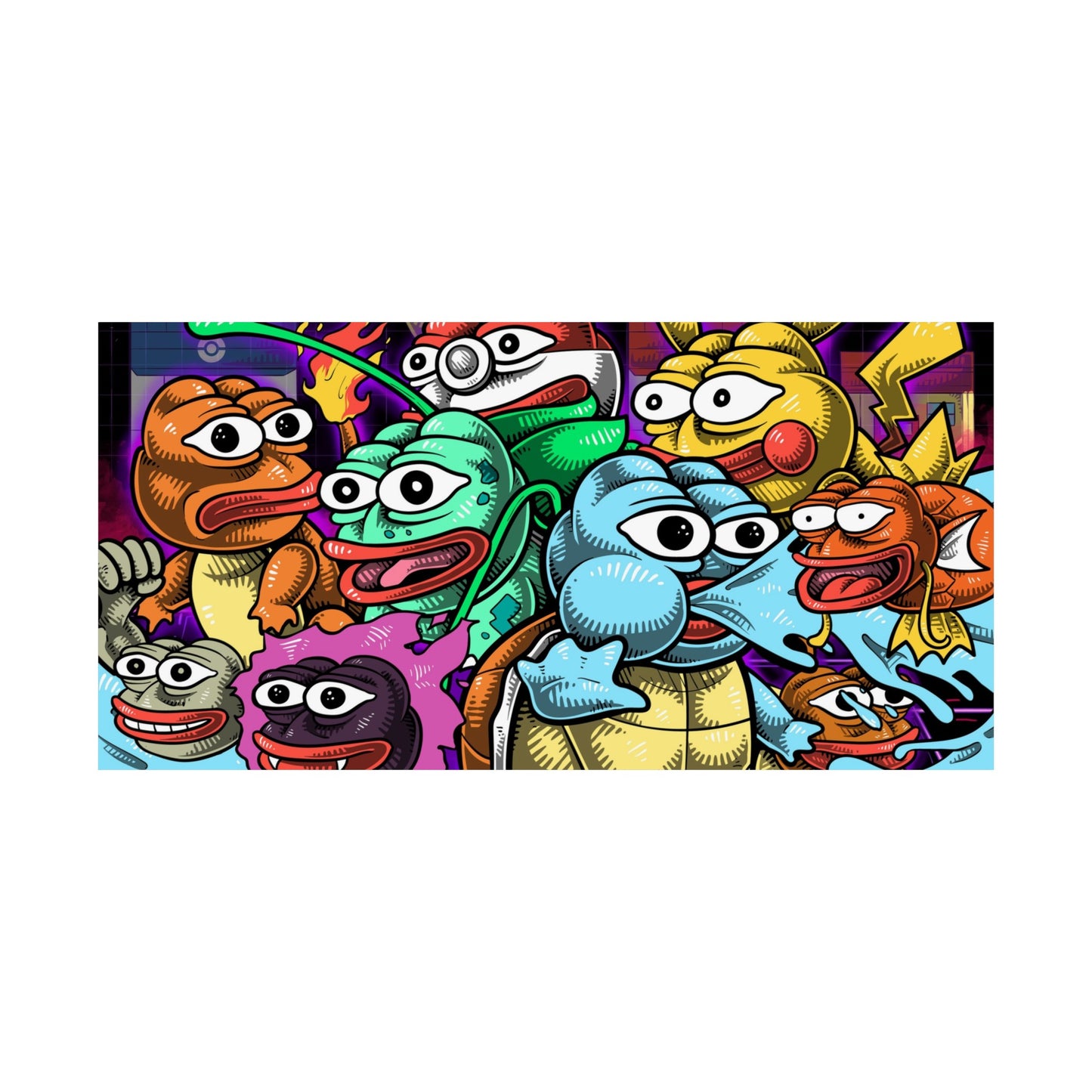 PEPEMON In PepeTown Poster - 20" x 10" / Matte - Pepe Merchandise