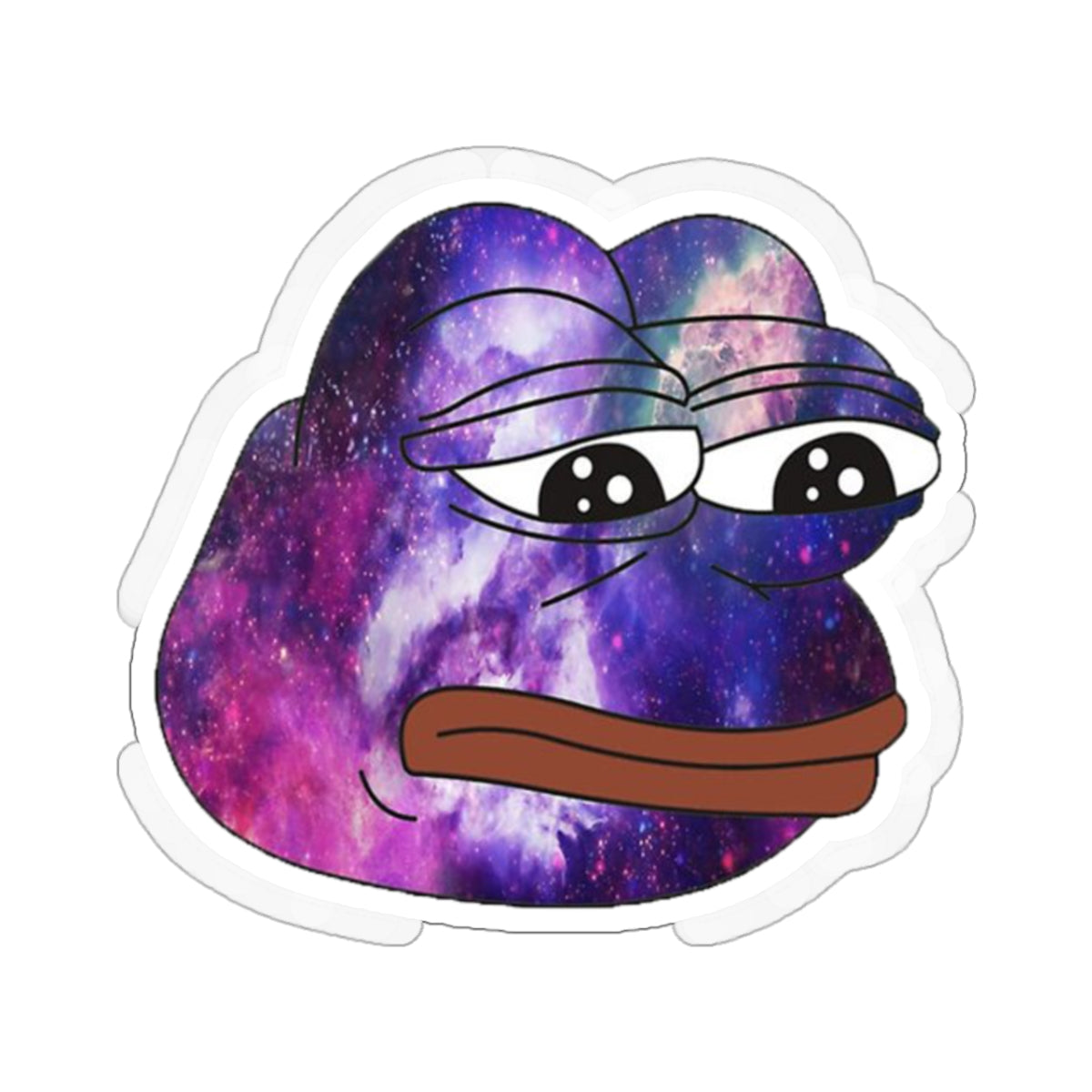 PEPE Sad Galactic Pepe The Frog Sticker - 3" × 3" / White - Pepe Merchandise