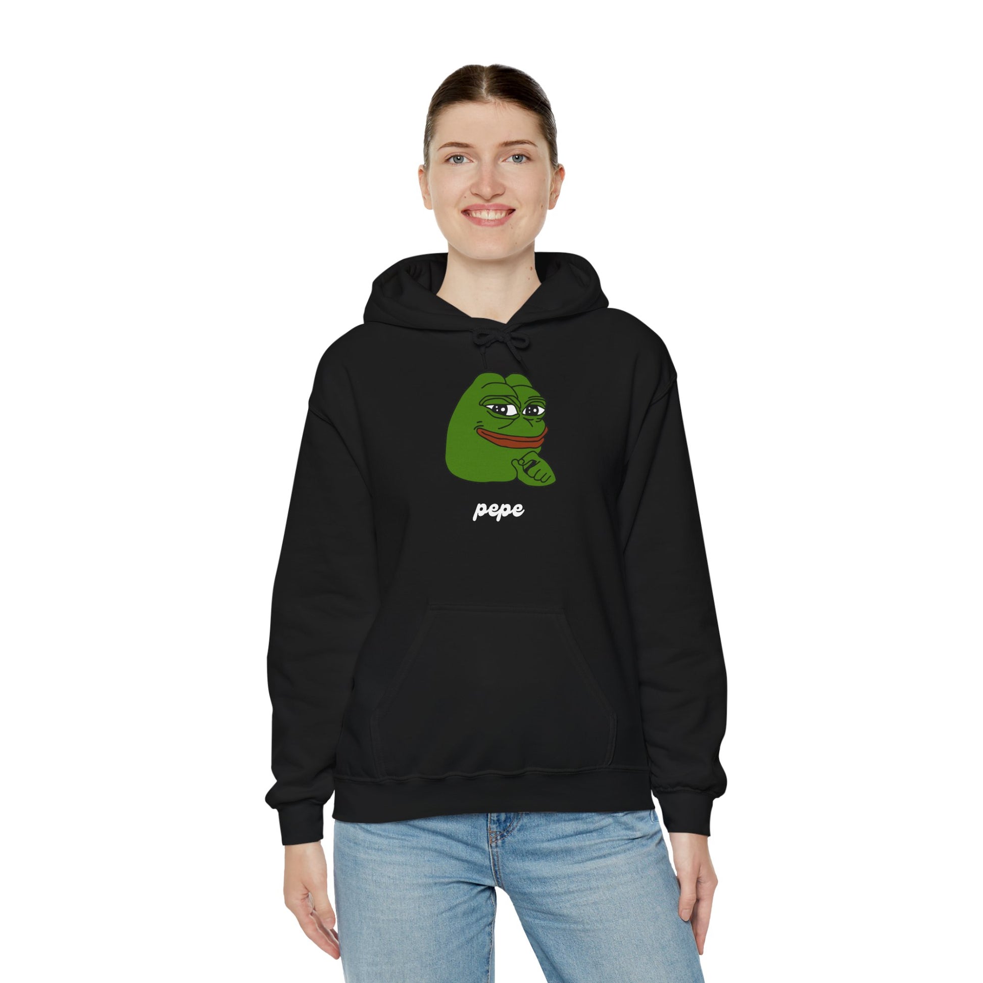 Pepe Smug Heavy Blend Hoodie - S / Black - Pepe Merchandise