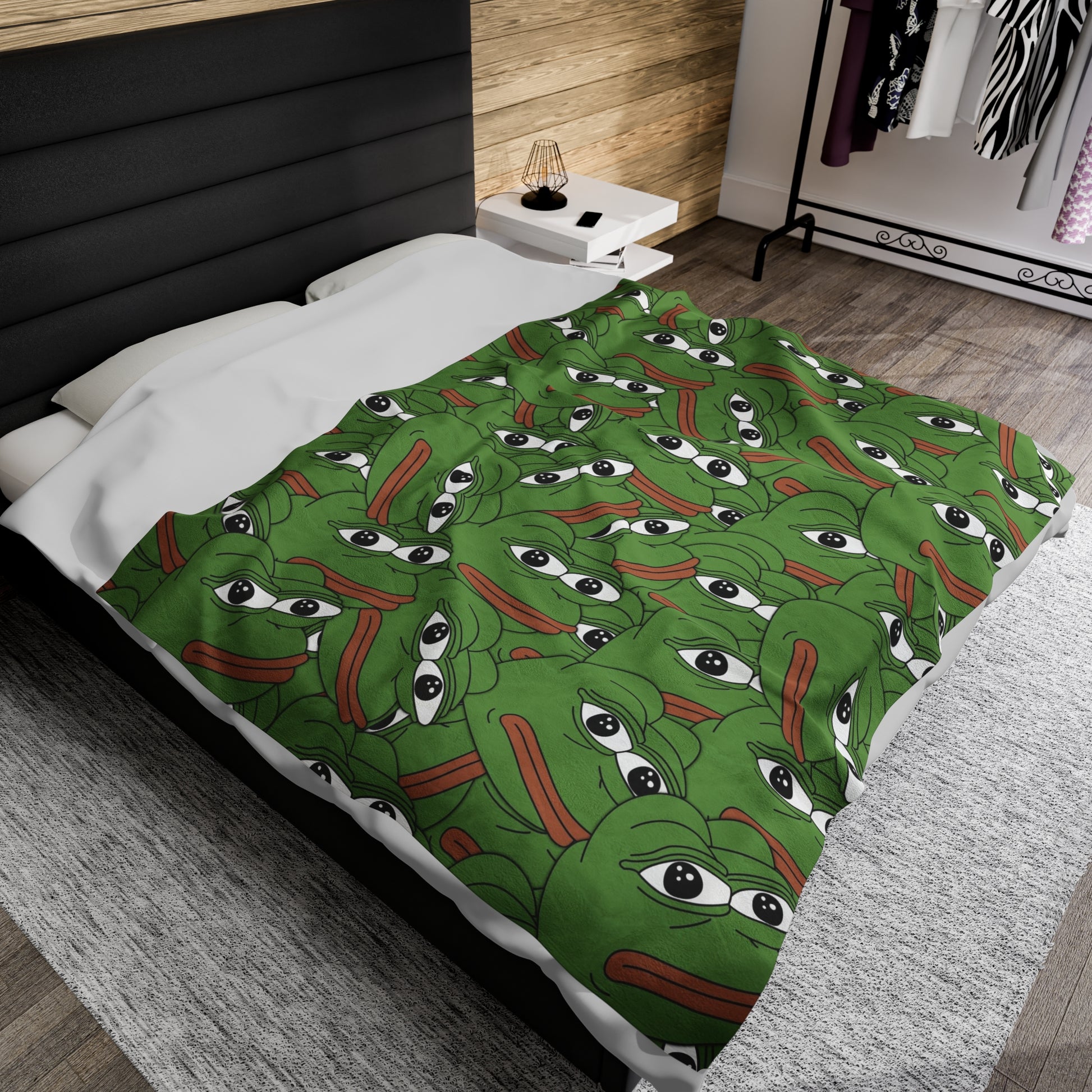 Pepe Velveteen Plush Blanket - 30" × 40" - Pepe Merchandise