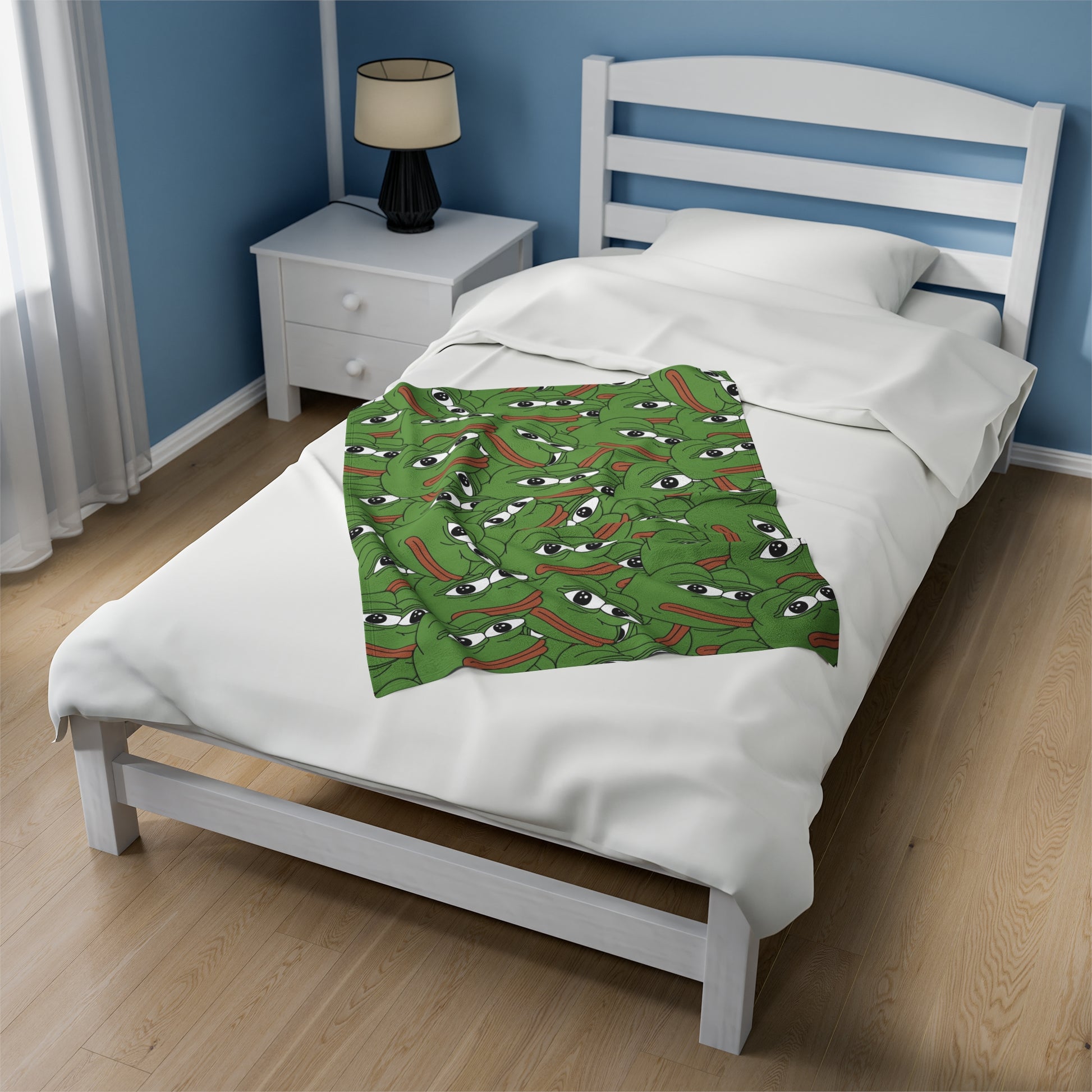 Pepe Velveteen Plush Blanket - 30" × 40" - Pepe Merchandise