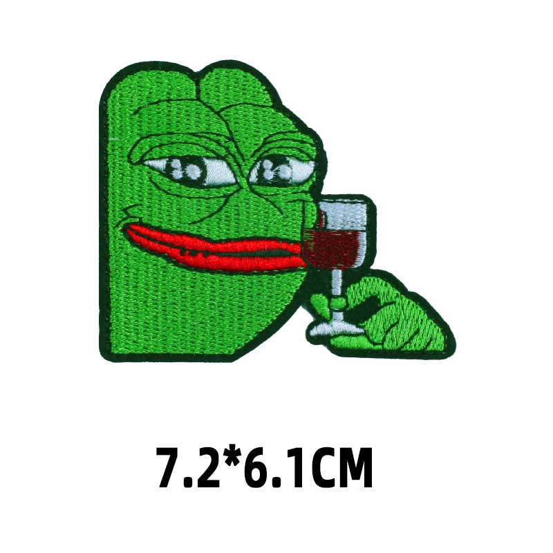 PEPE Embroidered Patch - Wine Drinking PEPE - Pepe Merchandise