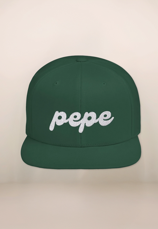 Pepe Drak Green Embroidered Flat Bill Snapback